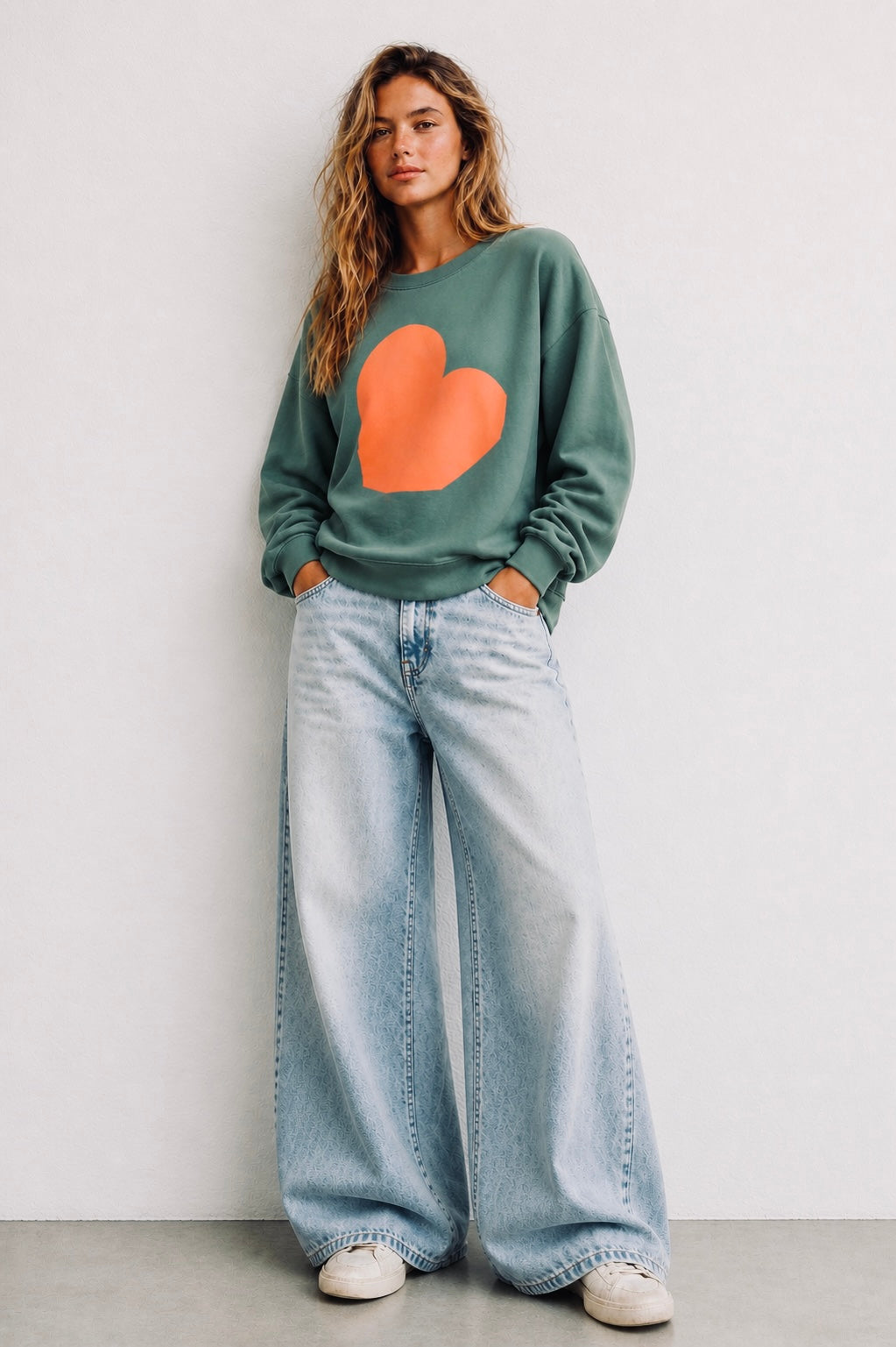 THE SAGEY CORAL HEART SWEATSHIRT