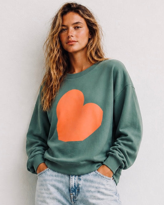 THE SAGEY CORAL HEART SWEATSHIRT